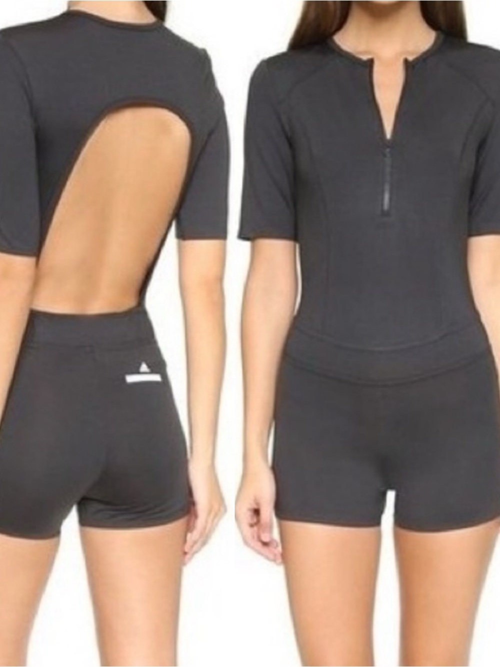 Adidas by Stella McCartney Studio Romper Sz L Black back cutout athletic romper